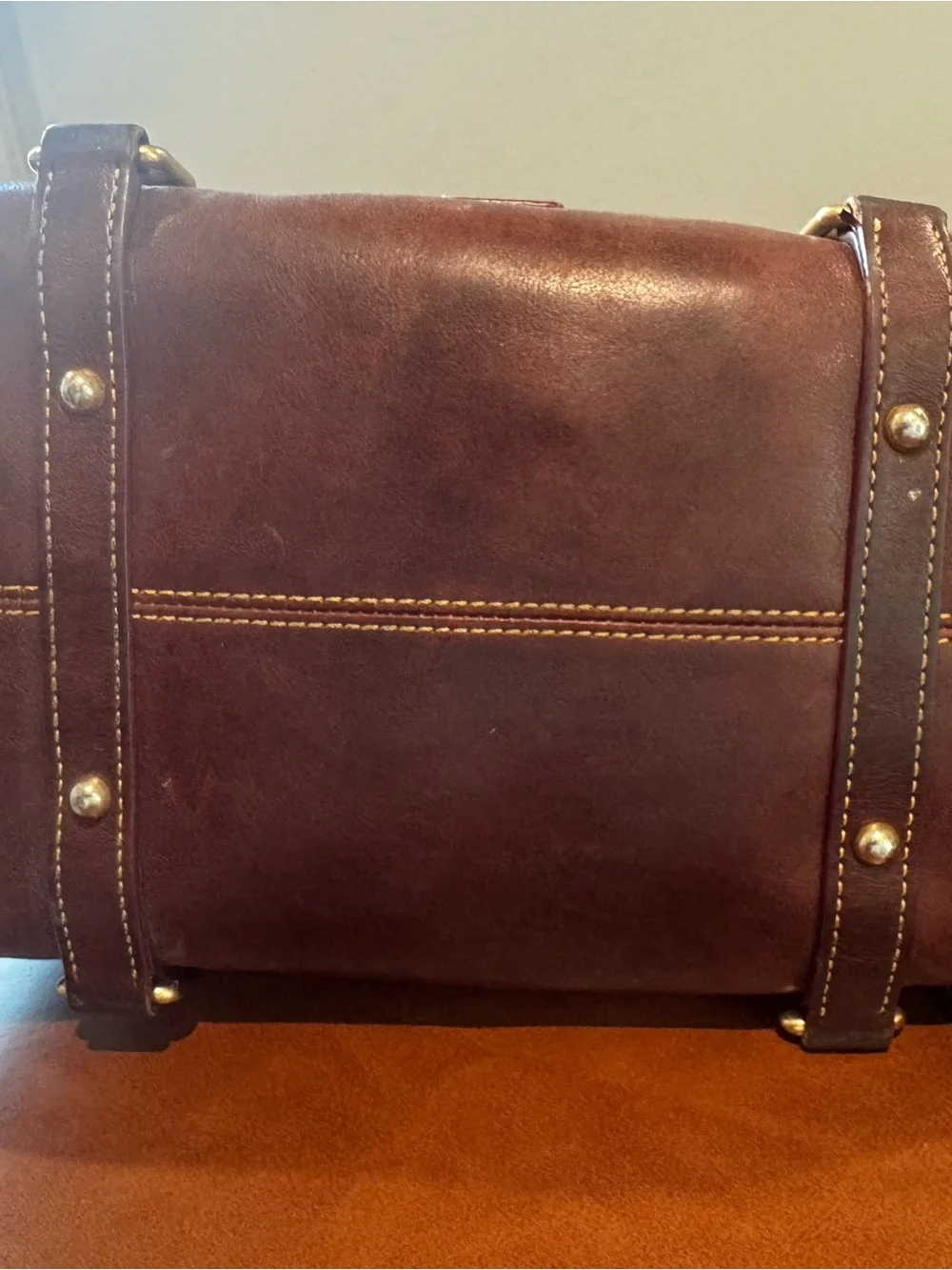 Classic Brown Leather Satchel Handbag